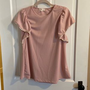 NWOT Dressy Tee with Crocheted Lace Trim